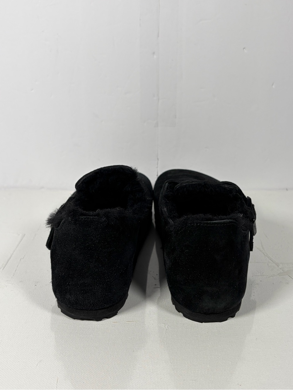 Birkenstock Boston Shearling Black Suede Clogs EU 37 US 6-6.5 Fur Lined - Picture 6 of 10